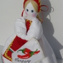  Népviseleti baba, Dekoráció, Magyar motívumokkal, Ünnepi dekoráció, Dísz, Baba-és bábkészítés, Festett tárgyak, Saját szabásminta alapján készült. Felakasztható és állható. Teste és ruhája gépi és kézi varrással ..., Meska