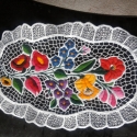 Kalocsai terítő 40x22cm, Képzőművészet , Otthon, lakberendezés, Textil, Lakástextil, Csipkekészítés, Hímzés, Kézzel himzett kalocsai terítő 40x22cm , Meska
