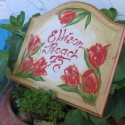 Piros tulipánok,USÁ-ba-Fa utcanévtábla, Dekoráció, Képzőművészet , Otthon, lakberendezés, Utcatábla, névtábla, Famegmunkálás, Festett tárgyak, Utcanév tábla Egyedi igény szerinti kivitelben.Kézi festéssel,akril+rizspapír.Antikolás ,lazúrozás--..., Meska