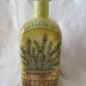 Olajos üveg, Konyhafelszerelés, Otthon, lakberendezés, Tárolóeszköz, Decoupage, szalvétatechnika, Ez a szép, rozmaringgal díszített üveg konyhád dísze lehet.

Alapozás után arany festék, szalvéta, m..., Meska