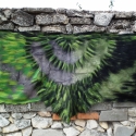 Zöld gyapjú szárnyak, Nemezelés, Zöld és fekete nemezelt selyem chiffon sál.
170x85cm-es finom, pihekönnyű batikolt selyem chiffon an..., Meska
