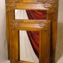  Kép, vagy tükörkeret szecessziós faragással, Bútor, Dekoráció, Otthon, lakberendezés, Képkeret, tükör, A keret befoglaló méretei: ~425x330 mm
Anyaga: keményfa, antikolós hatású fafestékkel.
A tükröt, v..., Meska