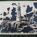 Világítótorony kép, Otthon, lakberendezés, Falikép, Lombfűrésszel (scrollsaw)készített kép, melynek a lényege az áttört minta. A 25x35cm-es falapból van..., Meska
