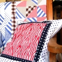 \'pioneer\' - patchwork díszpárnahuzat, Otthon, lakberendezés, Lakástextil, Patchwork, foltvarrás, Az egyik kedvenc szín-és mintavilágom került erre a díszpárnahuzatra: a klasszikus kék-piros-fehér k..., Meska