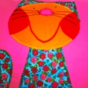 Pink Cili cicás párnácska, Baba-mama-gyerek, Dekoráció, Játék, Gyerekszoba, Patchwork, foltvarrás, Varrás, Pink pamutvászonra türkiz virágmintás karton anyagból applikációs technikával készítettem. Bújtatós ..., Meska