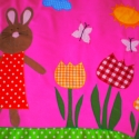 Nyuszikás falvédő rendelésre!, Baba-mama-gyerek, Dekoráció, Gyerekszoba, Patchwork, foltvarrás,  Neked is szívesen elkészítem! Pink pamutvászonra- applikációs technikával készítettem a kockás tuli..., Meska
