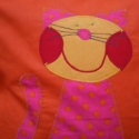 Sztereó - pink pöttyös cicás párnácskák, Baba-mama-gyerek, Dekoráció, Játék, Gyerekszoba, Patchwork, foltvarrás, Varrás, Pink pamutvászonra narancs alapon pink pöttyös karton anyagból, valamint Narancs pamutvászon alapra ..., Meska