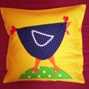 Sárga  tyúkos párna , Játék, Dekoráció, Baba-mama-gyerek, Gyerekszoba, Patchwork, foltvarrás, Varrás, Mi ez már megint?!? A legújabb Foltonfoltos tyúkocskás párna ! Vajon hová igyekszik ennyire? Csak ne..., Meska