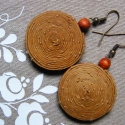 Barna bőr fülbevaló, Ékszer, óra, Fülbevaló, Varrás, A fülbevaló elkelt,de rendelésre készítek Neked is...
Barna bőr szálból varrtam...Narancs színű fa g..., Meska