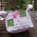 Picike patchwork kosárka apróságoknak, Baba-mama-gyerek, Baba-mama kellék, Gyerekszoba, Tárolóeszköz - gyerekszobába, Hajgumik, ékszerek, piperefelszerelés, édesség tárolására, vagy éppen játéktartónak is használhatod ..., Meska