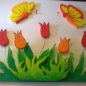 hungarocell tulipánok, Baba-mama-gyerek, Dekoráció, Húsvéti apróságok, Mindenmás, Festett tárgyak, Kötés, 2cm anyag vastagságú hungarocell táblából alakítottam ki a végső formákat egy speciális vágó segítsé..., Meska
