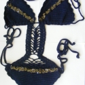 Horgolt trikini, Ruha, divat, cipő, Női ruha, Fürdőruha, Saját tervezésű , sem nem bikini , sem nem egész fürdőruha, melynek jellemzői a következők: 
Alapan..., Meska