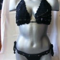Horgolt bikini feketében, effekt fonallal, Ruha, divat, cipő, Női ruha, Fürdőruha, Bórus időben feketét fotózni, hát elég nehéz feladat. Pedig ez a bikini nagyon szép.  Kérlek használ..., Meska