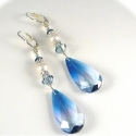 Ocean Blue - Luxus swarovski fülbevaló, Ékszer, óra, Fülbevaló, Gyönyörű, kék színátmenetes swarovski cseppből, kövekkel kirakott rondellákból, swarovski bicone-okb..., Meska