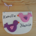 Madárkás ajtódísz lányoknak , Dekoráció, Otthon, lakberendezés, Dísz, Famegmunkálás, Kamillának és Jázminnak készítettem ezt az ajtótáblát! Kérésre szívesen megcsinálom tetszőleges névv..., Meska