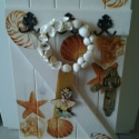 Tengerpari hangulatú fa ajtócska, Otthon, lakberendezés, Tárolóeszköz, Decoupage, szalvétatechnika, Famegmunkálás, Natúr lécekből készült, kagylós szalvétával dekupázs-olt fa fogas.Az akasztó olyan ,mint egy kis ajt..., Meska