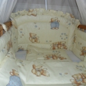 bébi ágyneműszett- többféle minta, Baba-mama-gyerek, Gyerekszoba, Gyerekbútor, Varrás, 3 részes ágyneműszett,  60 vagy 70  cm széles kiságyba való, íves kialakítású fejvédővel.
Anyaga pam..., Meska