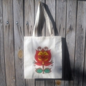 Piros tulipános táska, Táska, Magyar motívumokkal, Szatyor, Festészet, 38 x 42 cm-es natúr színű, hosszú fülű (66 cm) pamut táskára festettem tulipánt piros, sárga, barna ..., Meska
