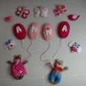 Rózsaszín-fehér-pink  filc babaszoba dekoráció - filcdísz, függődísz, ajtódísz, faldekor, faldekoráció, Baba-mama-gyerek, Dekoráció, Játék, Gyerekszoba, Varrás, Szövés, Ezt a 13darabból álló filc dekorációt Barbarának és kislányának, Annának készítettem sok szeretettel..., Meska