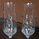 Pezsgős poharak - Lila-türkiz - Csak rendelésre!, Konyhafelszerelés, Bögre, csésze, Egyedi üvegfestett pezsgőspoharak, swarovski kővel (lila-türkiz) díszítve. 

Az ár 1 db-ra vonatkozi..., Meska