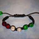 Nemzeti színű shamballa karkötő, Ékszer, óra, Karkötő, , Meska