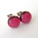 Pink gomb üveg fülbevaló, Ékszer, óra, Fülbevaló, Könnyű kis üveg fülbevaló, rózsaszín árnyalatú színes üvegekből olvasztottam kemencében. Mérete kb. ..., Meska