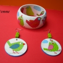 Lovebirds fülbevaló, Ékszer, óra, Fülbevaló, Decoupage, szalvétatechnika, Megérkeztek a karperechez illő mókás szerelmesek. Amennyiben szettben mindkettőt megvásárolod a post..., Meska