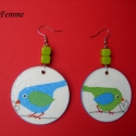 Lovebirds fülbevaló, Ékszer, óra, Fülbevaló, Decoupage, szalvétatechnika, Megérkeztek a karperechez illő mókás szerelmesek. Amennyiben szettben mindkettőt megvásárolod a post..., Meska