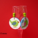 Lovebirds fülbevaló, Ékszer, óra, Fülbevaló, Decoupage, szalvétatechnika, Megérkeztek a karperechez illő mókás szerelmesek. Amennyiben szettben mindkettőt megvásárolod a post..., Meska