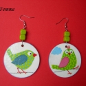 Lovebirds fülbevaló, Ékszer, óra, Fülbevaló, Decoupage, szalvétatechnika, Megérkeztek a karperechez illő mókás szerelmesek. Amennyiben szettben mindkettőt megvásárolod a post..., Meska