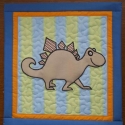 Dínós falikép-3., Baba-mama-gyerek, Baba falikép, Gyerekszoba, Dinoszaruszt ábrázoló, gépi applikációval készült patchwork falikép. A halványzöld és halványkék csí..., Meska