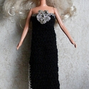 Horgolt fekete Barbie ruha, Ruha, divat, cipő, Játék, Baba-mama-gyerek, 
Anyaga - fekete akrilfonal, arany-ezüst színű fémfonal, Meska