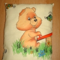 Mackós kispárna, Képzőművészet , Textil, Varrás, Nagyon szép Mackós kispárna kétféle méretben. Vatával bélelt., Meska