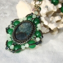  Jade, Ékszer, óra, Nyaklánc, Romantikus, egyedi, rövid nyaklánc. Achát, méregzöld jade és halvány zöld Swarovski kristály gyöngyö..., Meska