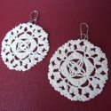 \"Pure lace\"- horgolt csipke fülbevaló, Ékszer, óra, Fülbevaló, Csipkekészítés, Ékszerkészítés, Finom, áttört csipke fülbevaló, azoknak akik kedvelik a nagyobb, mégis egyszerű, visszafogott színű ..., Meska