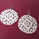 \"Pure lace\"- horgolt csipke fülbevaló, Ékszer, óra, Fülbevaló, Csipkekészítés, Ékszerkészítés, Finom, áttört csipke fülbevaló, azoknak akik kedvelik a nagyobb, mégis egyszerű, visszafogott színű ..., Meska