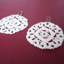 \"Pure lace\"- horgolt csipke fülbevaló, Ékszer, óra, Fülbevaló, Csipkekészítés, Ékszerkészítés, Finom, áttört csipke fülbevaló, azoknak akik kedvelik a nagyobb, mégis egyszerű, visszafogott színű ..., Meska