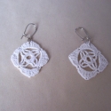 \\\"Cube lace\\\"- horgolt csipke fülbevaló, Ékszer, óra, Fülbevaló, Csipkekészítés, Ékszerkészítés, Finom, áttört horgolt fülbevaló, azoknak akik kedvelik a természetes, egyszerű, visszafogott színű é..., Meska