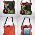 2in1 Oldaltáska / Tarisznya   Barna-Narancs-Zöld, Táska, Válltáska, oldaltáska, Laptoptáska, Újrahasznosított alapanyagból készült termékek, Patchwork, foltvarrás, Ezt a táskát szövetből és vászonból készítettem.A táska mindkét fele hordható,így szinte két táskát ..., Meska