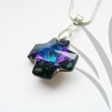 Igéző - swarovski medál kígyólánccal, Ékszer, óra, Nyaklánc, Meseszép, igéző színű (kékes lilás) swarovski medál ezüstözött medállal, kígyóláncon. Tehát az ár ne..., Meska