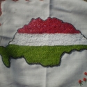 Gyönggyel hímzett nagy Magyaroroszág, Dekoráció, Magyar motívumokkal, Otthon, lakberendezés, Kép, Hímzés, Gyöngyfűzés, Beszegett szélű vászon anyagra a saját kezűleg megrajzolt mintát, jelen esetben a nagy Magyarország ..., Meska