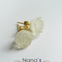 Csillámló rózsa fülbevaló, Ékszer, óra, Fülbevaló, Egy gyönyörűen csillogó, rózsát formázó díszt ragasztottam arany színű fülbevaló alapra. Így kaptam ..., Meska