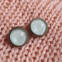 Menta - bedugós vintage stílusú üveglencsés fülbevaló, Ékszer, óra, Fülbevaló, Csinos, menta színű bedugós fülbevaló a tavaszi kollekcióból. Menta színű képet rejtettem üveg alá, ..., Meska