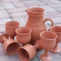 Boros készlet, Férfiaknak, Konyhafelszerelés, Otthon, lakberendezés, Kancsó , Kerámia, A készlet egy 19,5 cm-es kancsóból és 6db 12cm-es talpas poharakból áll.
Egyediek, kézzel korongozta..., Meska