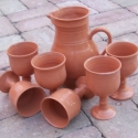 Boros készlet, Férfiaknak, Konyhafelszerelés, Otthon, lakberendezés, Kancsó , Kerámia, A készlet egy 19,5 cm-es kancsóból és 6db 12cm-es talpas poharakból áll.
Egyediek, kézzel korongozta..., Meska