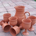 Boros készlet, Férfiaknak, Konyhafelszerelés, Otthon, lakberendezés, Kancsó , Kerámia, A készlet egy 19,5 cm-es kancsóból és 6db 12cm-es talpas poharakból áll.
Egyediek, kézzel korongozta..., Meska