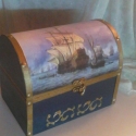 Hajósláda..., Dekoráció, Férfiaknak, Otthon, lakberendezés, Tárolóeszköz, Decoupage, szalvétatechnika, Festett tárgyak, A hajók, a tengerek... az utazások, és a történelem kedvelőinek...
Mérete: 20x13x16 cm, Meska