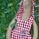 Kertésznadrágos nyuszi, Baba-mama-gyerek, Játék, Gyerekszoba, Baba-és bábkészítés, Zsugorka, Anikó nyuszi pamutszövetből készült,
kézi és gépi varrással. Az arca hímzéssel szépült. Kockás kerté..., Meska