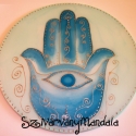 10. Fatima keze mandala  - selyem mandala, Képzőművészet , Festmény, A Fatima keze, egy közel-keleti eredetű, talizmánként és általános védelmező jelképként használt szi..., Meska