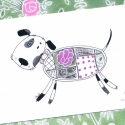 Patchwork Képeslap Kutyus, Képeslap, album, füzet, Baba-mama-gyerek, Képeslap, levélpapír, Ajándékkísérő, Fotó, grafika, rajz, illusztráció, \"Patchwork\" fantázianevű képeslapjaim eredetijei tussal, színtartó vízfestékkel  és saját készítés..., Meska